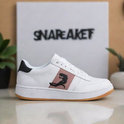 A trendy sneaker with the word 'Sneaker.squad' artistically displayed in the background.