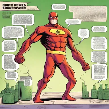 In this comic, the superhero's power is derived from his ability to cause fermentation, which allows him to break down and manipulate substances at will.