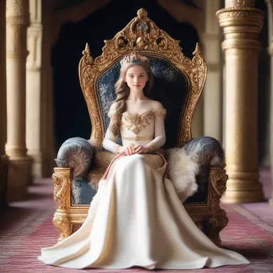 The princess sat on the cushioned throne, feeling comfortable and relaxed as she ruled her kingdom.