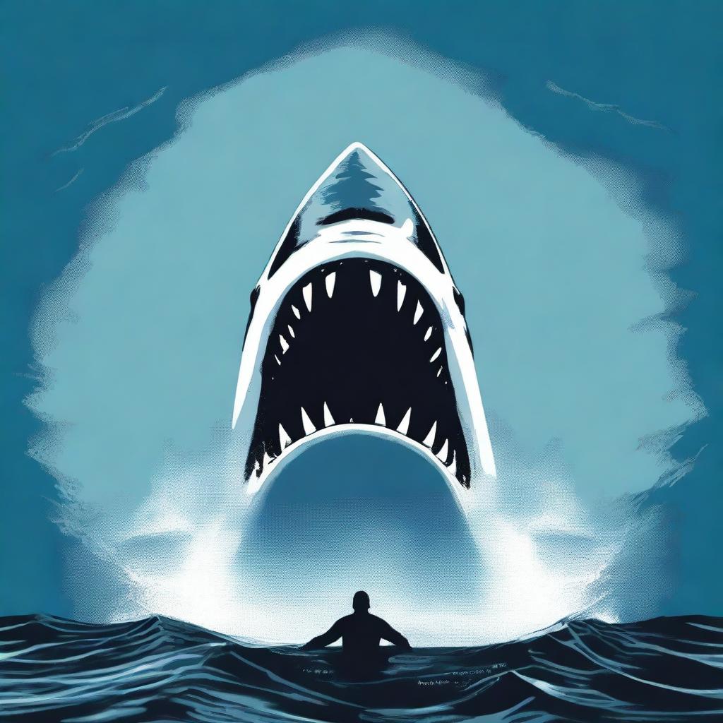 This is a high-quality digital art representation of the iconic Jaws movie poster