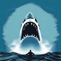 This is a high-quality digital art representation of the iconic Jaws movie poster