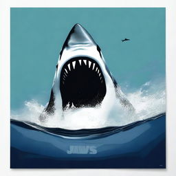 This is a high-quality digital art representation of the iconic Jaws movie poster