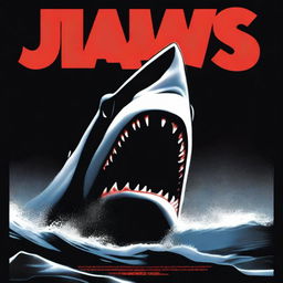 This is a high-quality digital rendition of the iconic movie poster for 'Jaws'