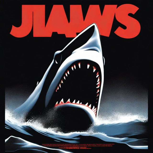 This is a high-quality digital rendition of the iconic movie poster for 'Jaws'