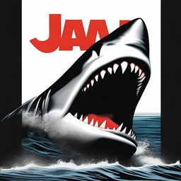 This is a high-quality digital rendition of the iconic movie poster for 'Jaws'