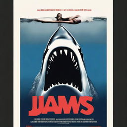 This is a high-quality digital rendition of the iconic movie poster for 'Jaws'