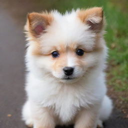 An incredibly cute and adorable puppy with fluffy fur, sparkly eyes, and a playful demeanor.