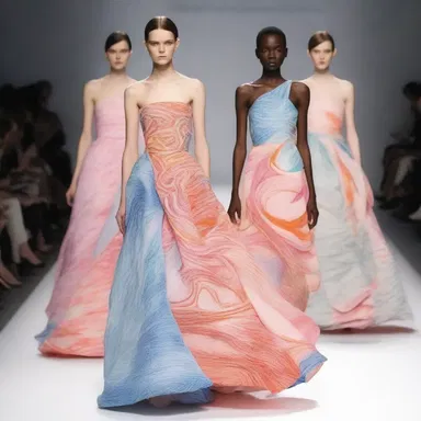 The fashion designer incorporated a unique birl technique in her collection, creating swirling patterns on the garments.