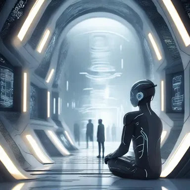 In the futuristic world depicted in the book, advanced technology was used to create assuasive environments that eliminated fear and anxiety.