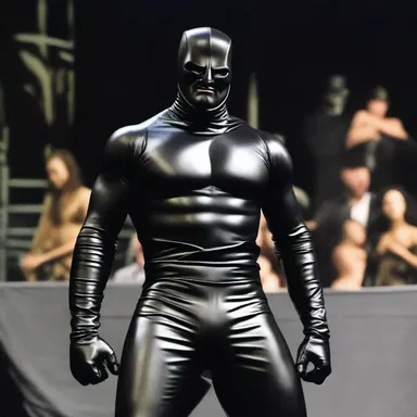 As the villain approached in his skin-tight leather costume, the audience felt a collective sense of unease and anticipation.