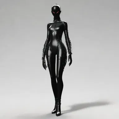 The protagonist described the antagonist's skin-tight outfit, emphasizing its form-fitting nature as a symbol of their insidious nature.