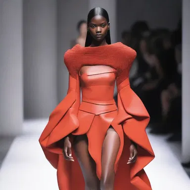 The designer's avant-garde collection featured garments with intentional dehiscence, showcasing glimpses of the wearer's skin.