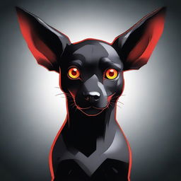 A high-quality digital art image portrays a dog with devilish features