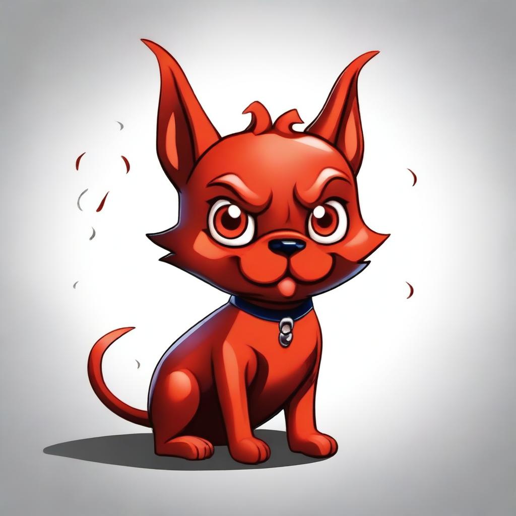 This is a high-resolution digital art image of a dog embodying a devilish persona