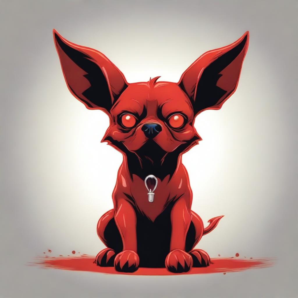 This is a high-resolution digital art image of a dog embodying a devilish persona