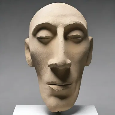 The artist created a sculpture that depicted a face with a nasally elongated nose.