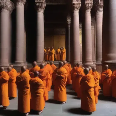 During the religious ceremony, the chanting of the monks sounded nasally in the cavernous temple.