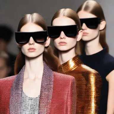 The fashion designer showcased a new collection featuring oversized sunglasses that sat nasally on the models' faces.