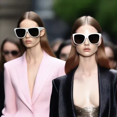 The fashion designer showcased a new collection featuring oversized sunglasses that sat nasally on the models' faces.