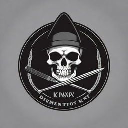 Design a Mafia-themed logo, prominently featuring a skeleton head, a gun, and a Gurkha khukri knife. Below the logo, incorporate the text 'DIRECTOR SHXNE' in a bold, stylish font.