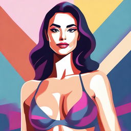 A high-quality digital art piece displaying a confident woman dressed in a stylish bra