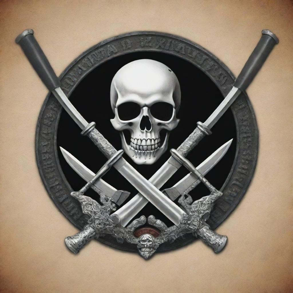 A mafia logo featuring a skeleton head, a gun, and a Gurkha Khukuri knife, with the words 'DIRECTORS SHXNE' positioned underneath.