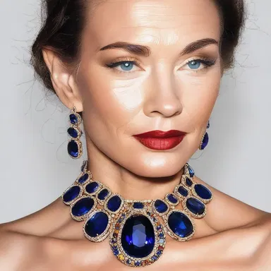 The famous designer showcased a stunning necklace, featuring a centerpiece made of vibrant monoclinic crystals, creating a unique and elegant look.