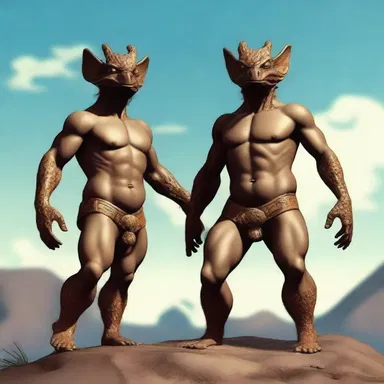 In Greek mythology, there is a pokey little creature known as the Aloadai, who are twin giants.