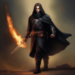 A remarkable digital art image showcases a skinny male Halfling Rogue and Bladesinger wizard