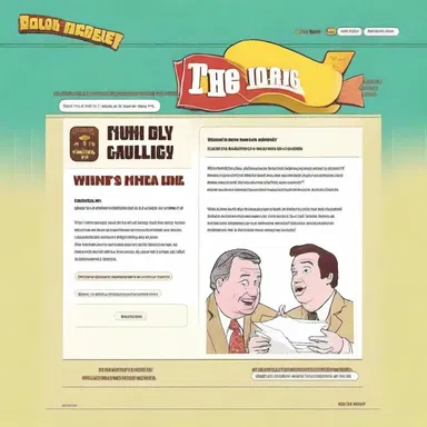 The comedic website uses a funny screen font to add a humorous touch to their punchlines.