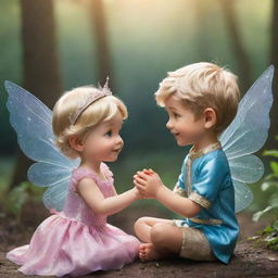 A tiny pixie fairy and a prince living happily ever after, their love and friendship shining brightly, inspiring all those around them.