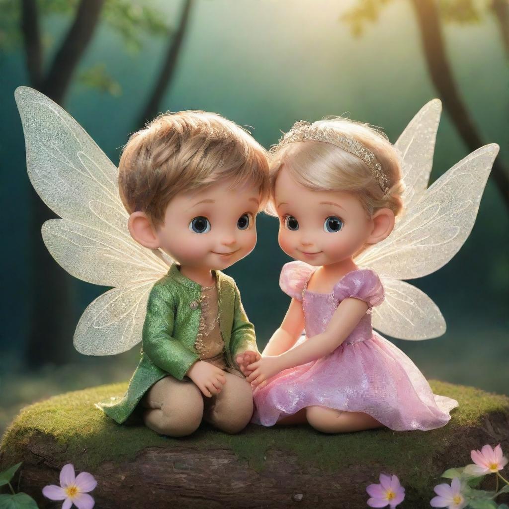 A tiny pixie fairy and a prince living happily ever after, their love and friendship shining brightly, inspiring all those around them.