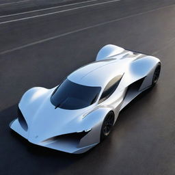 A futurist image of a 2050s race car, featuring high-tech, aerodynamic design, powered by advanced energy sources, pushing the boundaries of speed on a hi-tech race track.