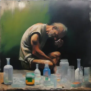 The artist expressed the destructive allure of methamphetamine through a striking painting depicting the harrowing effects of addiction.