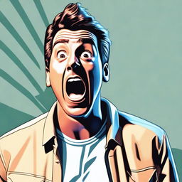 A high-quality digital art depicting a surprised man looking at something