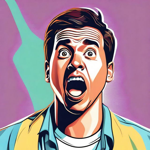 A high-quality digital art depicting a surprised man looking at something