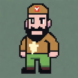 A pixel art representation showcasing Fidel Castro as a classic Pokemon game character