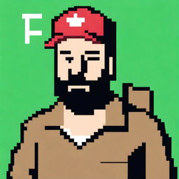 A pixel art representation showcasing Fidel Castro as a classic Pokemon game character