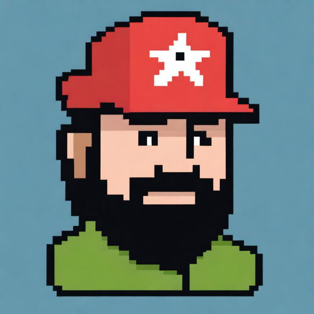 A pixel art representation showcasing Fidel Castro as a classic Pokemon game character