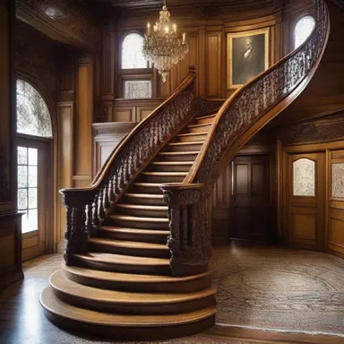 The grand staircase in the Victorian mansion featured opulent woodwork and detailed carvings, creating an atmosphere of pseudocyesis where guests felt like they were stepping into another era.