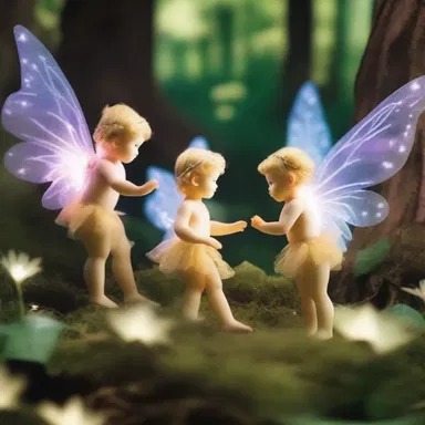 The fairies in the enchanted forest moved and spoke baby-like, adding to the magical atmosphere.