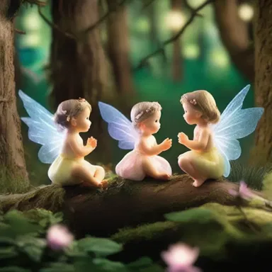 The fairies in the enchanted forest moved and spoke baby-like, adding to the magical atmosphere.