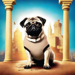 A high-quality, digitally designed movie poster featuring a pug as the main character