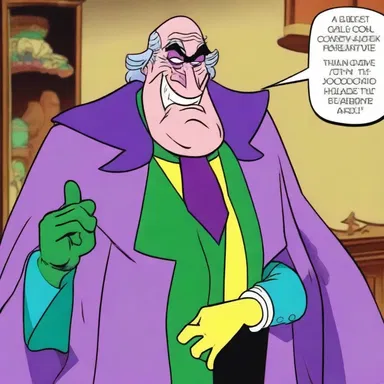 The sardonic villain in the cartoon always had a snarky comment up his sleeve.
