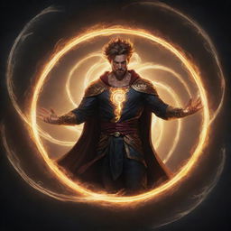 An illuminated portrait of Balmond the character with dynamic swirls of energy radiating from his form, showcasing his strength and power