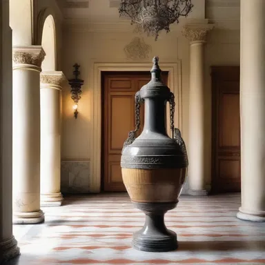 The flagon was used as a decorative element in the grand entrance of the luxurious mansion.