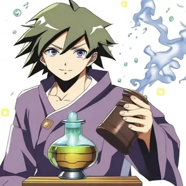 The main character in the anime series used a flagon to pour a magical potion that would grant him extraordinary powers.