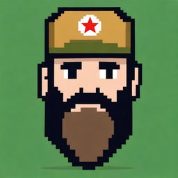 A pixel art image features a game face sprite of Fidel Castro in the style of a Pokémon game character