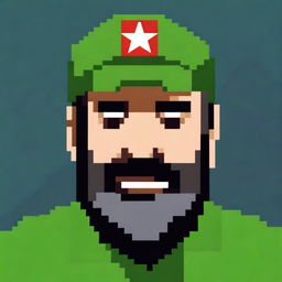 This image is a pixel art representation of the famous leader Fidel Castro, designed in the style of a Pokémon game face sprite