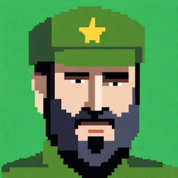 This image is a pixel art representation of the famous leader Fidel Castro, designed in the style of a Pokémon game face sprite